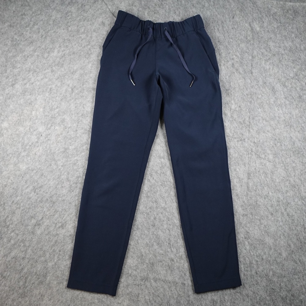 Lululemon Pant Womens 2 Navy On The Fly Drawstring Waist Stretch Athleisure